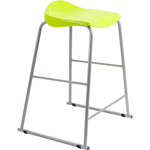 Titan High Backless Classroom Stool Size 6 685mm Seat Height (Ages: 14+ Years) Polly Lipped Seat with Skid Base Lime T93-L - 5 Year Guarantee