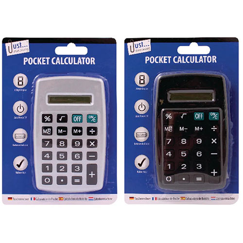 Tallon Black/Silver 8-Digit Pocket Calculator Pack of 12 6178