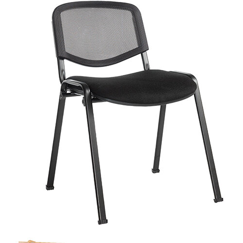 Taurus mesh back meeting room stackable chair with no arms - black