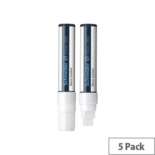 Schneider Deco Liquid Chalk Marker Chisel Tip 260 White 2-15mm Pack of 5 Schneider Deco Liquid Chalk Marker Chisel Tip 260 White 2-15mm Pack of 5