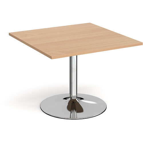 Trumpet Base Square Boardroom Table Extension 1000mm x 1000mm - Chrome Base &Beech Top Trumpet Base Square Boardroom Table Extension 1000mm x 1000mm - Chrome Base &Beech Top