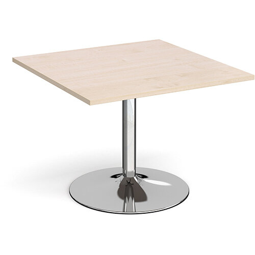 Trumpet Base Square Boardroom Table Extension 1000mm x 1000mm - Chrome Base &Maple Top Trumpet Base Square Boardroom Table Extension 1000mm x 1000mm - Chrome Base &Maple Top