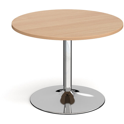 Trumpet Base Circular Boardroom Table 1000mm - Chrome Base &Beech Top Trumpet Base Circular Boardroom Table 1000mm - Chrome Base &Beech Top