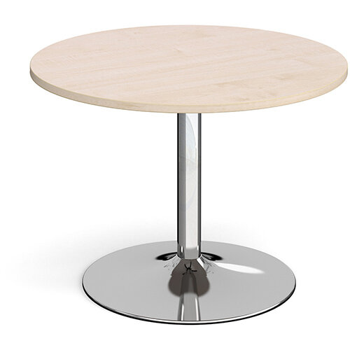 Trumpet Base Circular Boardroom Table 1000mm - Chrome Base &Maple Top Trumpet Base Circular Boardroom Table 1000mm - Chrome Base &Maple Top