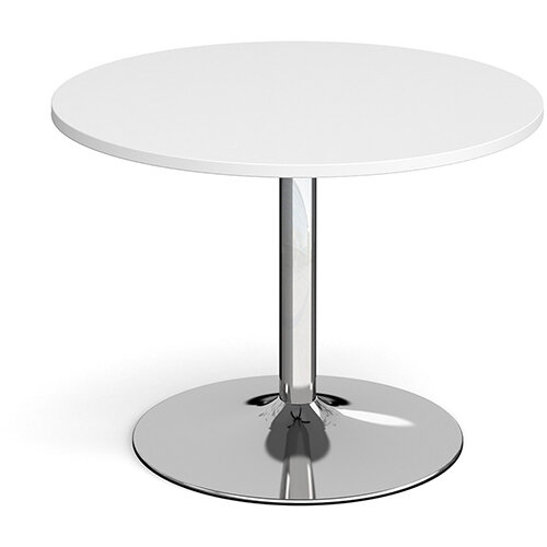 Trumpet Base Circular Boardroom Table 1000mm - Chrome Base &White Top Trumpet Base Circular Boardroom Table 1000mm - Chrome Base &White Top