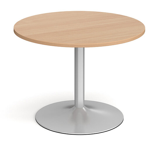 Trumpet Base Circular Boardroom Table 1000mm - Silver Base &Beech Top Trumpet Base Circular Boardroom Table 1000mm - Silver Base &Beech Top