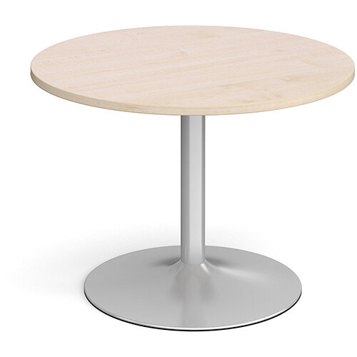 Trumpet Base Circular Boardroom Table 1000mm - Silver Base &Maple Top Trumpet Base Circular Boardroom Table 1000mm - Silver Base &Maple Top