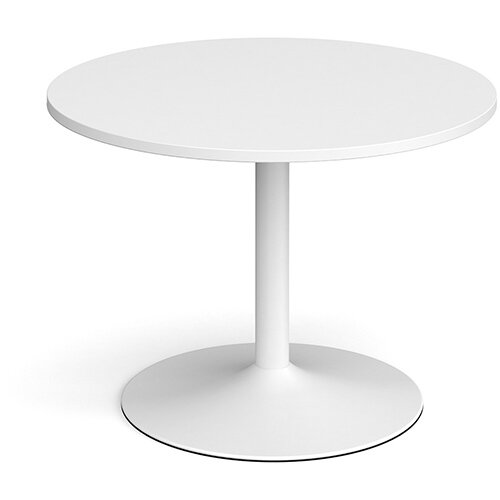 Trumpet Base Circular Boardroom Table 1000mm - White Base &White Top Trumpet Base Circular Boardroom Table 1000mm - White Base &White Top