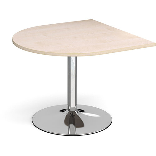 Trumpet Base Radial D-End Boardroom Table Extension 1000mm x 1000mm - Chrome Base &Maple Top Trumpet Base Radial D-End Boardroom Table Extension 1000mm x 1000mm - Chrome Base &Maple Top