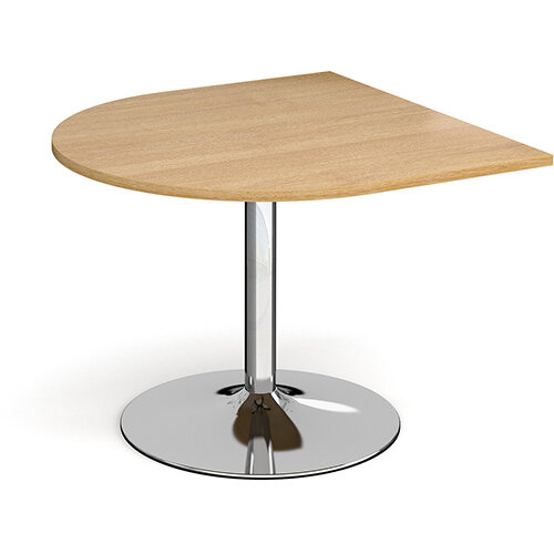 Trumpet Base Radial D-End Boardroom Table Extension 1000mm x 1000mm - Chrome Base &Oak Top Trumpet Base Radial D-End Boardroom Table Extension 1000mm x 1000mm - Chrome Base &Oak Top
