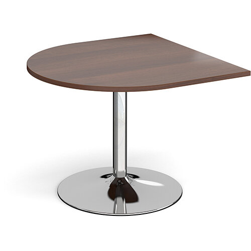 Trumpet Base Radial D-End Boardroom Table Extension 1000mm x 1000mm - Chrome Base &Walnut Top Trumpet Base Radial D-End Boardroom Table Extension 1000mm x 1000mm - Chrome Base &Walnut Top