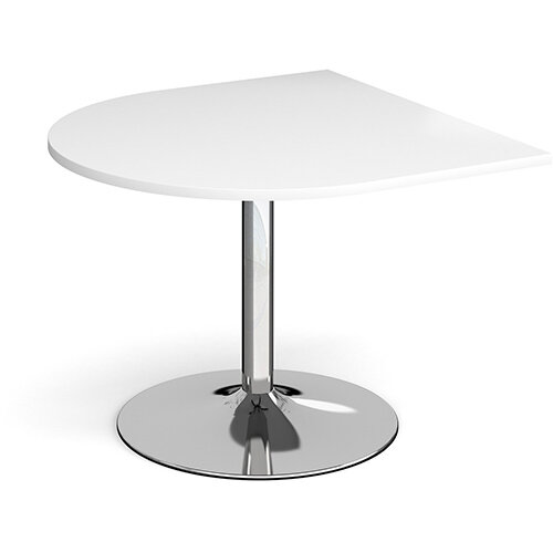 Trumpet Base Radial D-End Boardroom Table Extension 1000mm x 1000mm - Chrome Base &White Top Trumpet Base Radial D-End Boardroom Table Extension 1000mm x 1000mm - Chrome Base &White Top