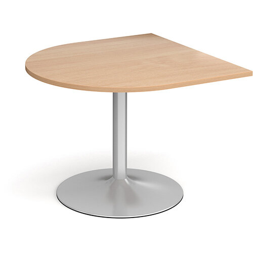 Trumpet Base Radial D-End Boardroom Table Extension 1000mm x 1000mm - Silver Base & Beech Top