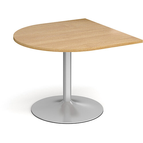 Trumpet Base Radial D-End Boardroom Table Extension 1000mm x 1000mm - Silver Base &Oak Top Trumpet Base Radial D-End Boardroom Table Extension 1000mm x 1000mm - Silver Base &Oak Top