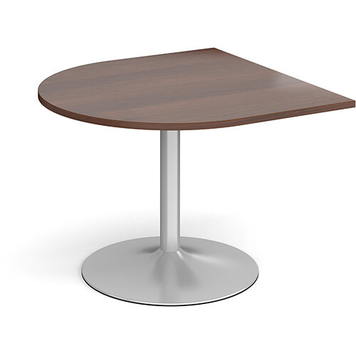 Trumpet Base Radial D-End Boardroom Table Extension 1000mm x 1000mm - Silver Base &Walnut Top Trumpet Base Radial D-End Boardroom Table Extension 1000mm x 1000mm - Silver Base &Walnut Top