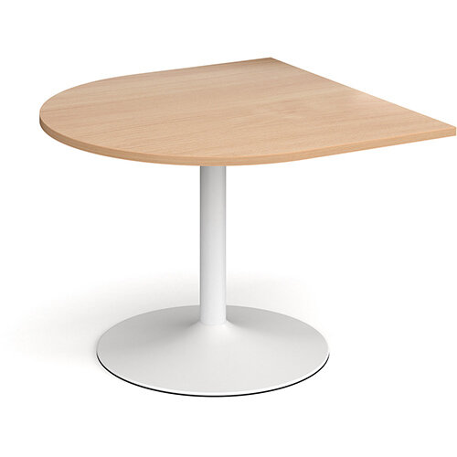 Trumpet Base Radial D-End Boardroom Table Extension 1000mm x 1000mm - White Base &Beech Top Trumpet Base Radial D-End Boardroom Table Extension 1000mm x 1000mm - White Base &Beech Top