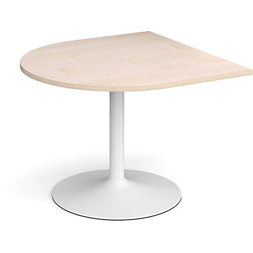 Trumpet Base Radial D-End Boardroom Table Extension 1000mm x 1000mm - White Base &Maple Top Trumpet Base Radial D-End Boardroom Table Extension 1000mm x 1000mm - White Base &Maple Top