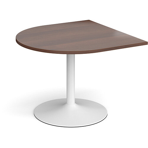 Trumpet Base Radial D-End Boardroom Table Extension 1000mm x 1000mm - White Base &Walnut Top Trumpet Base Radial D-End Boardroom Table Extension 1000mm x 1000mm - White Base &Walnut Top