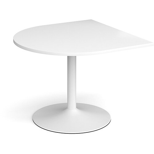 Trumpet Base Radial D-End Boardroom Table Extension 1000mm x 1000mm - White Base &White Top Trumpet Base Radial D-End Boardroom Table Extension 1000mm x 1000mm - White Base &White Top