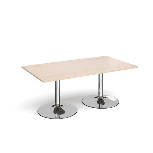 Trumpet Base Rectangular Boardroom Table 1800mm x 1000mm - Chrome Base &Maple Top Trumpet Base Rectangular Boardroom Table 1800mm x 1000mm - Chrome Base &Maple Top