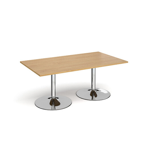 Trumpet Base Rectangular Boardroom Table 1800mm x 1000mm - Chrome Base &Oak Top Trumpet Base Rectangular Boardroom Table 1800mm x 1000mm - Chrome Base &Oak Top