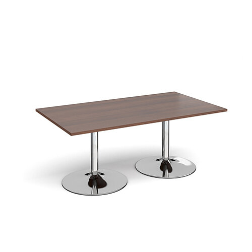 Trumpet Base Rectangular Boardroom Table 1800mm x 1000mm - Chrome Base &Walnut Top Trumpet Base Rectangular Boardroom Table 1800mm x 1000mm - Chrome Base &Walnut Top