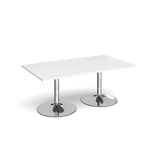 Trumpet Base Rectangular Boardroom Table 1800mm x 1000mm - Chrome Base &White Top Trumpet Base Rectangular Boardroom Table 1800mm x 1000mm - Chrome Base &White Top