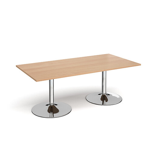 Trumpet Base Rectangular Boardroom Table 2000mm x 1000mm - Chrome Base &Beech Top Trumpet Base Rectangular Boardroom Table 2000mm x 1000mm - Chrome Base &Beech Top