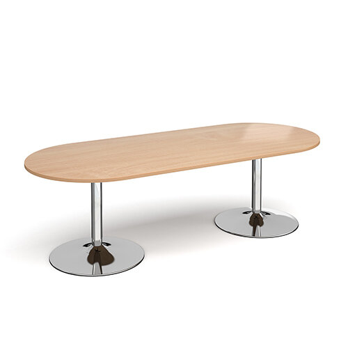 Trumpet Base Radial D-End Boardroom Table 2400mm x 1000mm - Chrome Base &Beech Top Trumpet Base Radial D-End Boardroom Table 2400mm x 1000mm - Chrome Base &Beech Top