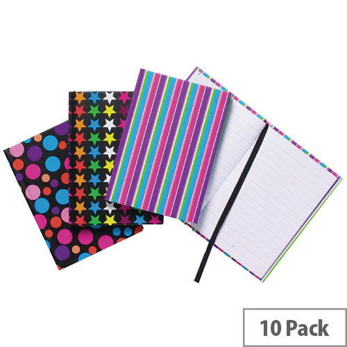 Tiger A6 Fashion Assorted Feint Ruled Casebound Notebooks Pack of 10 301642