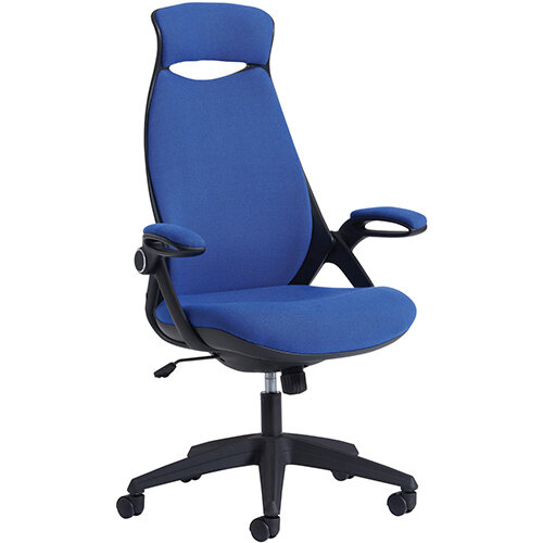 Tuscan high back fabric managers chair with head support - blue