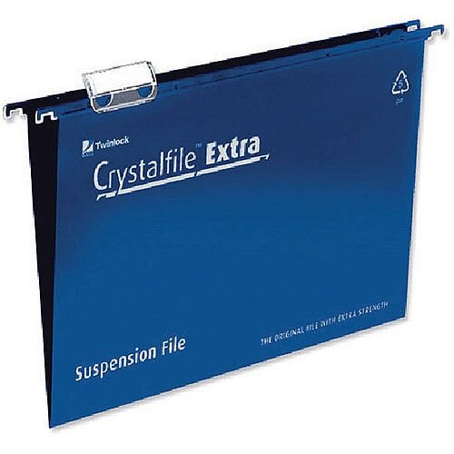 Rexel Crystalfile Extra Suspension File A4 Blue Pack of 25