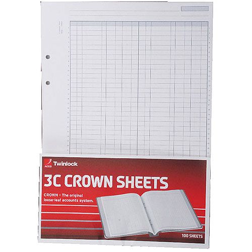 Twinlock Crown 3C F3 Double Cash Ledger Refill Sheets Pack of 5