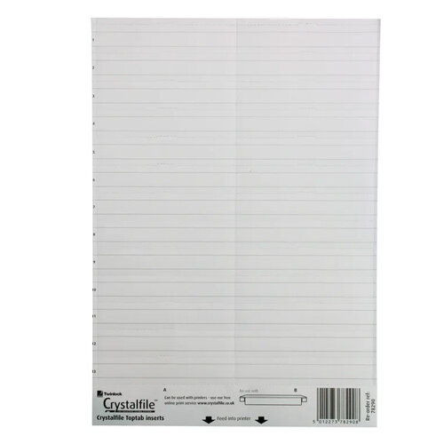 Twinlock Crystalfile Classic Card Inserts for Linked File Extradeep Tabs White 78290 Pack 50