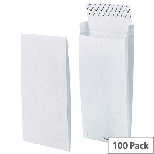 Tyvek B4 353x250x38mm Peel and Seal White Gusset Envelopes Pack of 100