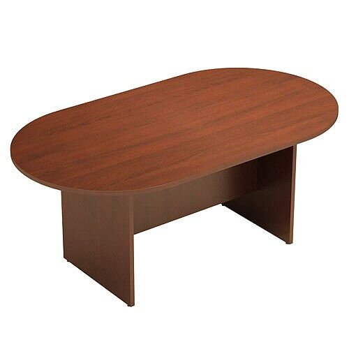 D-End Light Walnut Boardroom Table 1800mm Wide With Panel End Base