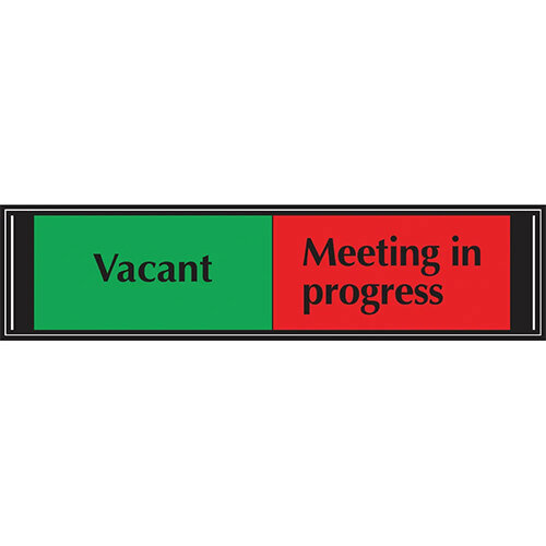 Stewart Superior Sliding Sign Vacant/Meeting In Progress Self Adhesive 225x52mm