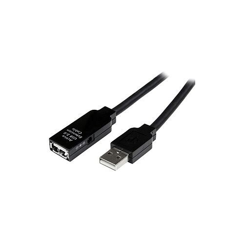 StarTech 25m USB 2.0 Active Extension Cable M/F 1 x Type A Male USB 1 x Type A Female USB Extension Cable Nickel Plated Connector Black