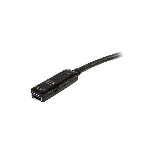 StarTech 5m USB 3.0 Active Extension Cable M/F 1 x Type A Male USB 1 x Type A Female USB Nickel-plated Connectors Black