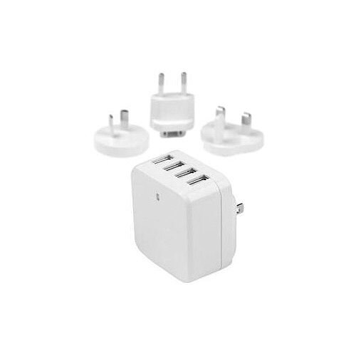 StarTech 4-Port USB Wall Charger International Travel Charger High Power 34 Watt / 6.8 Amp White 5 V DC Output Voltage 6.80 A Output Current USB4PACWH StarTech 4-Port USB Wall Charger International Travel Charger High Power 34 Watt / 6.8 Amp White 5 V DC Output Voltage 6.80 A Output Current USB4PACWH