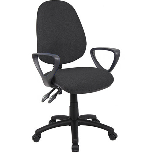 Vantage 100 2 lever PCB operators chair with fixed arms - charcoal Vantage 100 2 lever PCB operators chair with fixed arms - charcoal