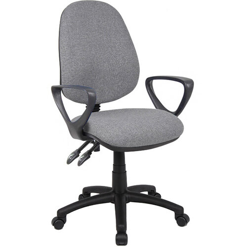 Vantage 100 2 lever PCB operators chair with fixed arms - grey Vantage 100 2 lever PCB operators chair with fixed arms - grey
