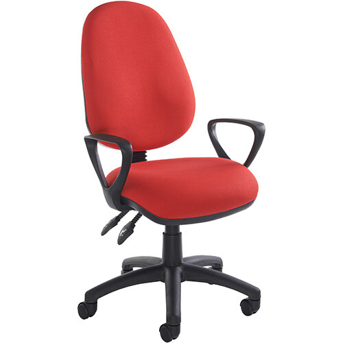 Vantage 100 2 lever PCB operators chair with fixed arms - red Vantage 100 2 lever PCB operators chair with fixed arms - red
