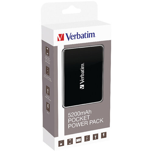 Verbatim Pocket Power Pack 5200mAh with LED Indicator and Flash Light 49948 Verbatim Pocket Power Pack 5200mAh with LED Indicator and Flash Light 49948