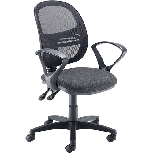 Vantage Mesh medium back operators chair with fixed arms - charcoal Vantage Mesh medium back operators chair with fixed arms - charcoal