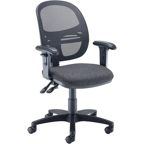 Vantage Mesh medium back operators chair with adjustable arms - charcoal Vantage Mesh medium back operators chair with adjustable arms - charcoal