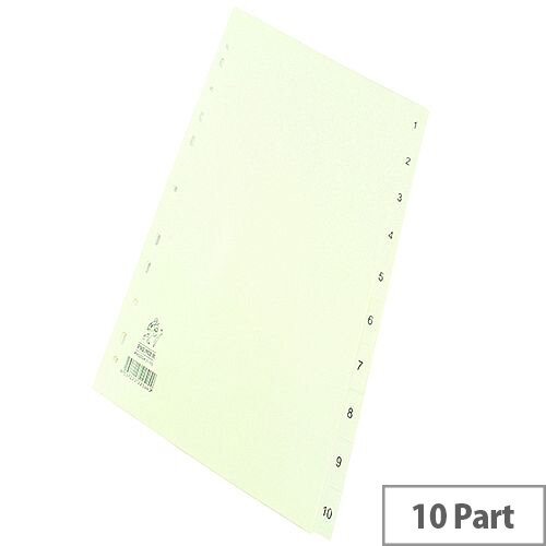 Index A4 1-10 Part Polypropylene White Subject Dividers WX01353