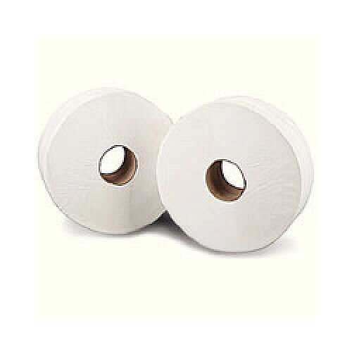 Mini Jumbo Toilet Roll 2-Ply 17.5cm H  x 9cm W Metres White Pack of 12 J26150