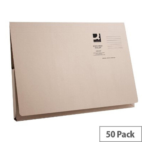 Q- Connect Document Wallet 220gsm Foolscap Buff Pack of 50 WX23010A Q- Connect Document Wallet 220gsm Foolscap Buff Pack of 50 WX23010A