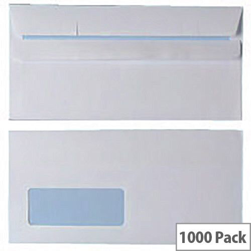 Envelopes DL Window 90gsm White Self Seal (Pack of 1000) 